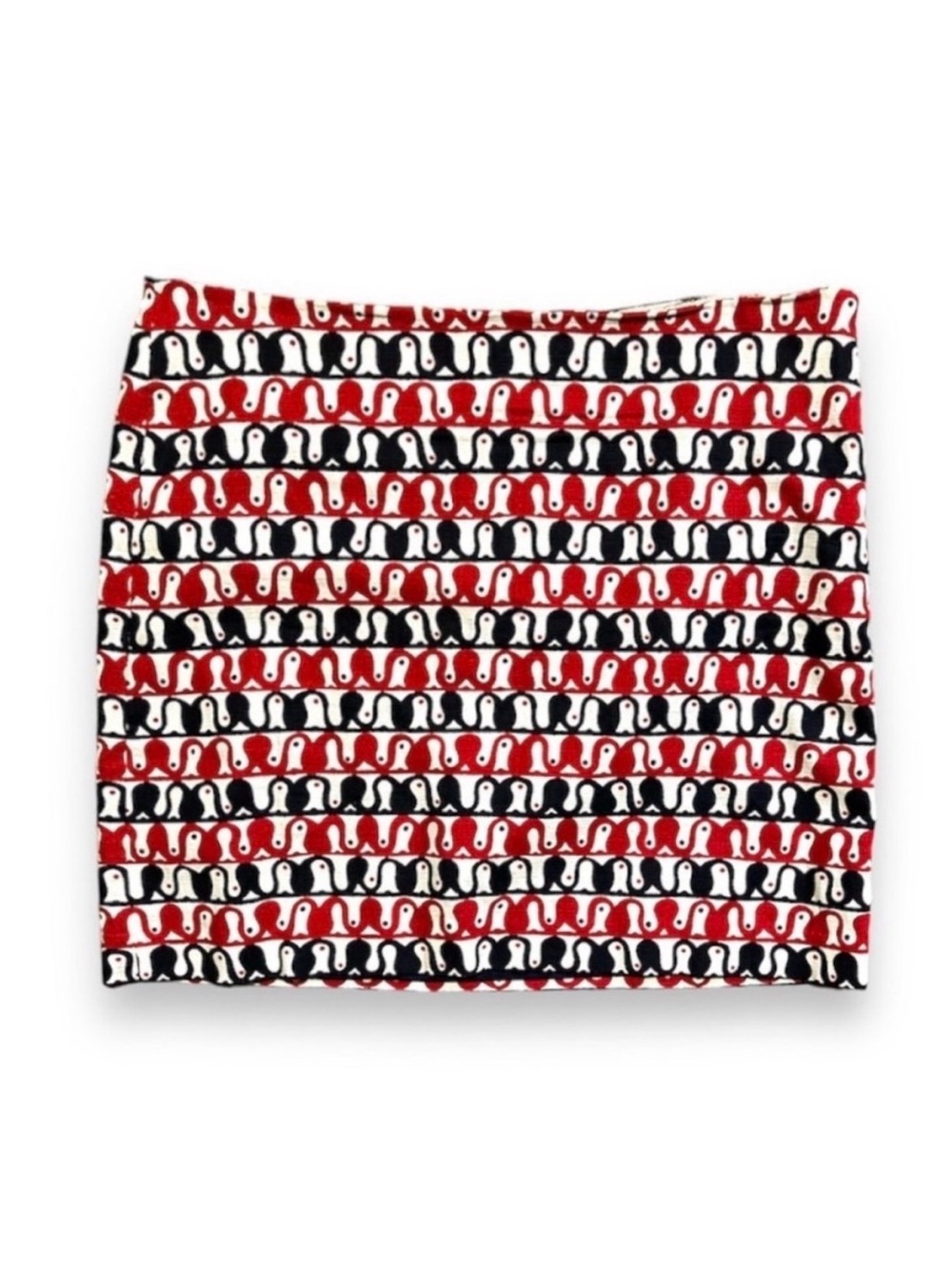 Talbots White Black Red Mod Patterned Pencil Skirt Women’s Size 14 Petite Retro